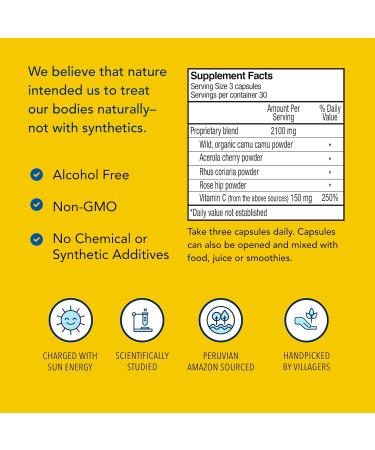 NORTH AMERICAN HERB & SPICE Purely-C - 90 Capsules Pack of 2 - Healthy Immune Function - Camu Camu Berries Wild Berries Rose Hips - Non-GMO - 60 Total Servings - Buy Online on GoSupps.com