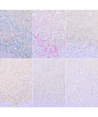 Suxgumoe Nail Glitter Powder 6 Color Chrome & Aurora Pearl White - Holographic Mermaid Mirror Effect, 50g Glitter Sequins for Nail Art Decoration - Buy Online on GoSupps.com