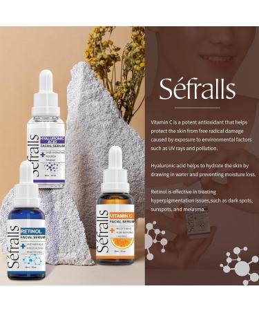 3-Pack Vitamin C Retinol & Hyaluronic Acid Facial Serums - Anti-Aging Hydrating & Firming | Boost Skin Collagen - Buy Online on GoSupps.com
