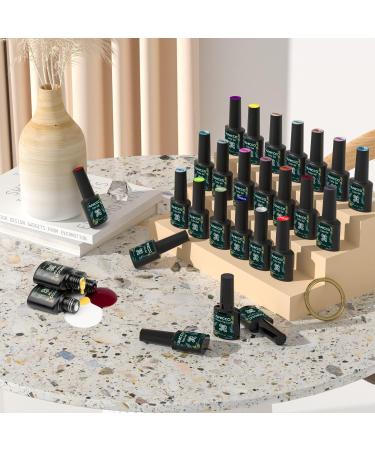 Anicco 27 Pieces UV Nail Polish UV Colour Gel Set Reflective Sparkling Shellac Nail Polish UV Gel Nail Polish Set for Beginners and Professionals 24+3B - Buy Online on GoSupps.com