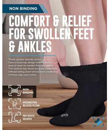 Doctor's Select Diabetic Socks for Men and Women - 4 Pairs | Neuropathy Socks Black - 4 Pairs Large | Diabetic Socks Women 1/4 - Buy Online on GoSupps.com