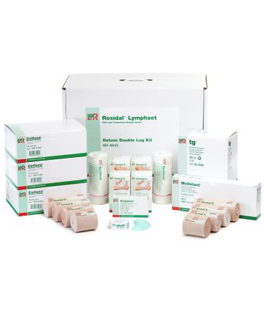 Lohmann & Rauscher Rosidal Lymphset Compression Bandaging Kit for Legs Multi-Layer Compression Bandages Set Includes Short Stretch Wrap Synthetic Padding Tubular Bandage Adhesive Tape Double Leg Double Leg Kit