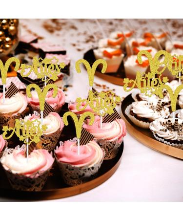 12Pcs Aries Cupcake Topper Big Aries Energy/Aries Season 12 Constellation March/April Birthday Cupcake Decoration Horoscope Astrology Birthday Party Supplies Gold Glitter - Buy Online on GoSupps.com
