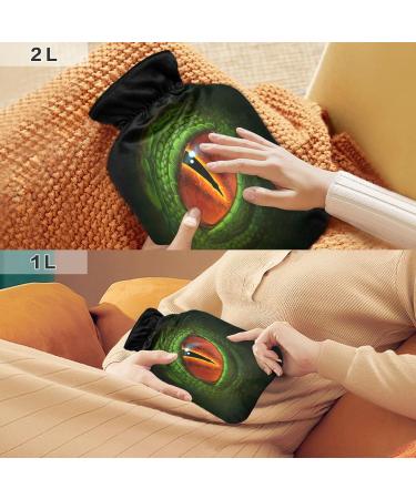 Green Dragon Eyes Hot Water Bottle with Cover | 1L BPA Free Pain Relief & Compress - Buy Online on GoSupps.com