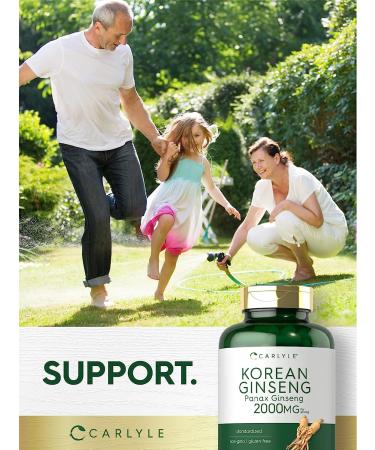 Carlyle Korean Ginseng 2000mg | 250 Capsules | Non-GMO & Gluten Free | Panax Ginseng Supplement - Buy Online on GoSupps.com