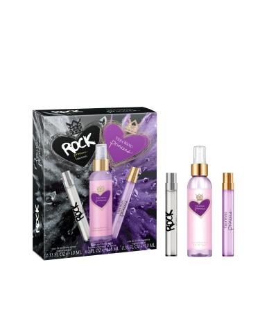 Vera Wang Princess + Rock Princess Body Mist and Eau de Toilette Spray (2) 3 Piece Gift Set Notes of Peach Jasmine and Vanilla Women's Fragrance Long Lasting Everyday Fragrance