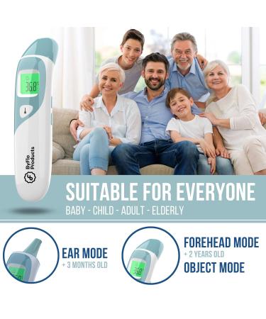 ByFloProducts Ear and Forehead Thermometer Thermometer for Babies and Adults Touchless Forehead Thermometer Infrared Temporal Thermometer Memory and Fever Alarm Easy to Use 1 Second Reading - Buy Online on GoSupps.com