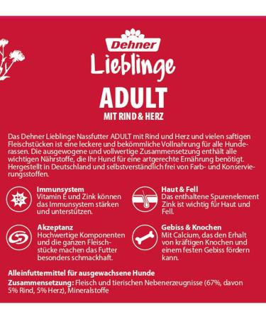 Buy DEHNER LIFTS DISCHORE Adult Wet Food with Beef & Heart | Premium Meat Formula | 6 x 800g Pack | Immune Support & Trace Elements | No Colors or Preservatives - International Shipping Available - Buy Online on GoSupps.com