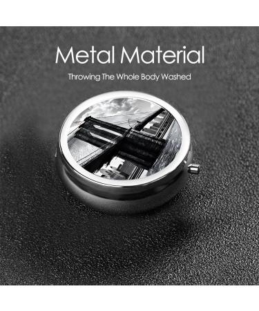 Brooklyn Bridge Printed Mini Round Pill Box | 3 Compartment Travel Pill Organizer | Portable Medicine Case for Home & Office - Buy Online on GoSupps.com