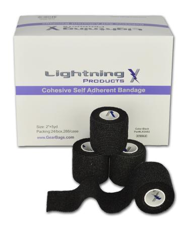Lightning X Cohesive Self-Adherent Bandage Wrap 24 Pack 2 x 5yds Stealth Black