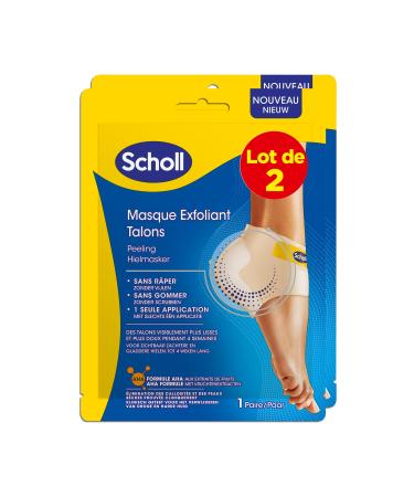 Scholl Pack of 2 Exfoliating Heel Foot Masks - Foot Peeling - Eliminates Calluses - Effective Foot Care - 4 Socks