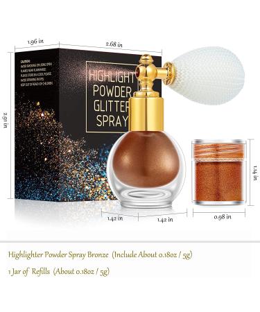 Bronze Body Glitter Spray Highlighter for Hair and Body - Cosmetic Shimmer Makeup Sparkle for Women - Includes 1 Jar of Refills - Buy Online on GoSupps.com