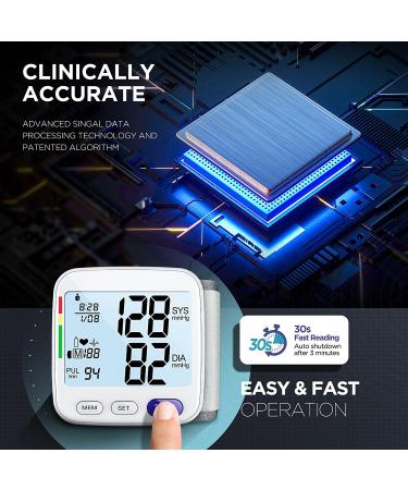 XL Wrist Blood Pressure Monitor - Accurate Automatic Digital Machine, Large LCD w/ Backlit, 2x199 Memory, Irregular Heartbeat Detector - White - Buy Online on GoSupps.com