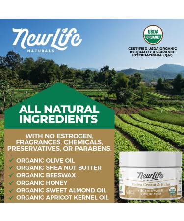 NewLife Naturals USDA Certified Organic Vulva Cream - Menopause Support & Intimate Feminine Care - 2 Oz | Made in USA - Buy Online on GoSupps.com