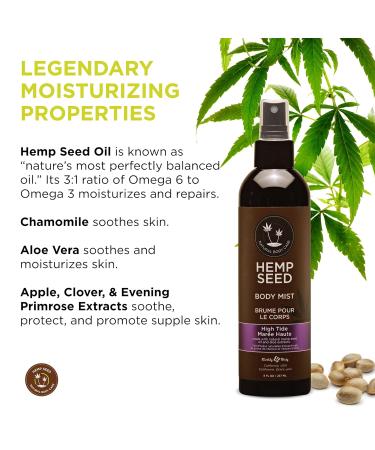 Hemp Seed Body Mist - 8 fl oz - Moisturizes Invigorates & Protects Skin - With Hemp Seed Oil Chamomile & Aloe Vera - Vegan Cruelty Free High Tide - Buy Online on GoSupps.com