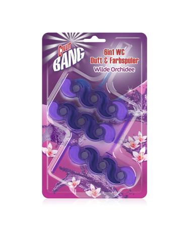Cillit Bang 6in1 toilet Budder Wild Orchid - the toilet water purple colored - a clean fresh toilet with every rinsing gear - 1 x 3 toilet pumper 3 pieces (1 Pack) 6in1 toilet purple pupil trio