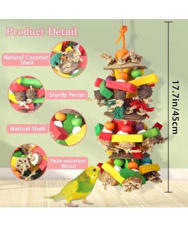 Mqupin Parrot Toy Waves - Colorful Wooden Block Accessories for Budgies | Natural Nut Hanging Cage Toy 45cm - Buy Online on GoSupps.com