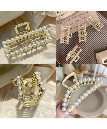 Ypkia Pearls Hair Clip Set | Gold Metal Hair Clips for Women & Girls | Medium-Sized Accessories for Thick & Thin Hair (3 Pieces) - Buy Online on GoSupps.com