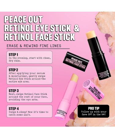 Peace Out Skincare Retinol Eye Stick - Daily Under Eye Serum Balm, Reduces Fine Lines, Wrinkles, Dark Circles - with Peptides and Astaxanthin - 0.14 oz - Buy Online on GoSupps.com