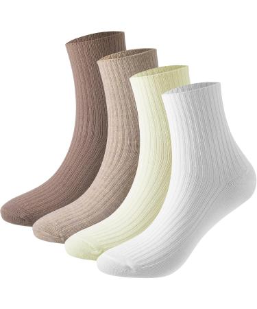 Yamitora Women's Crew Socks - Cute & Comfortable Cotton Knit for Spring Summer & Autumn - 4 Pairs of Aesthetic Sports Socks - Buy Online on GoSupps.com