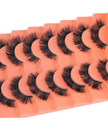 Natural Look False Eyelashes 15mm Wispy Cat Eye Lashes That Look Like Extensions 5D Volume Fake Lashes CC Curl Fluffy Eyelash 7 Pairs by JIMIRE - Buy Online on GoSupps.com