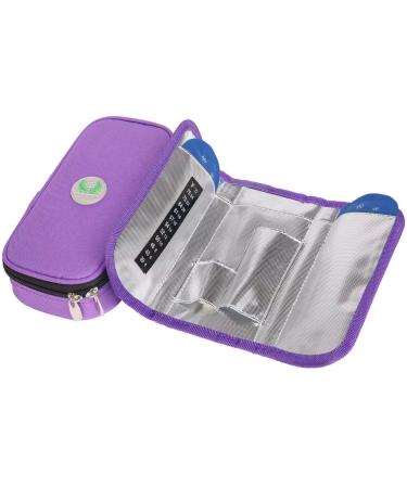 AYVANBER Insulin Cooler Travel Case Temperature Display Medication Insulated Cooling Bag with 2 Reusable Gel Ice Packs for Insulin Pens While Traveling and Other Diabetic Supplies (Purple)