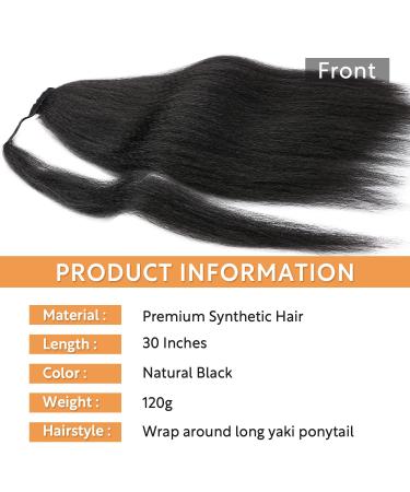 WIGNEE Kinky Straight Wrap Around Ponytail Extension - Natural Black 30 Inch for Black Women - Buy Online on GoSupps.com