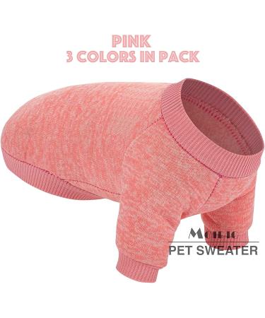 Dog Sweater 3 Pack for Small Dogs - Warm & Soft Pet Clothes for Winter - X-Small - Pink, Purple, Hot Pink - Buy Online on GoSupps.com