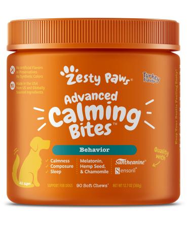 Zesty Paws Calming Chews for Dogs - Composure & Relaxation for Everyday Stress & Separation + Thunderstorms & Travel - with Ashwagandha & Melatonin Turkey - Melatonin