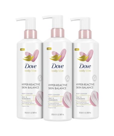 Dove Body Love Body Cleanser Reaction-Prone Skin 3 Count Hyper-Reactive Skin Balance for Ultra-Sensitive Fragrance Free Body Wash with Only 12 Ingredients 17.5 oz - Buy Online on GoSupps.com