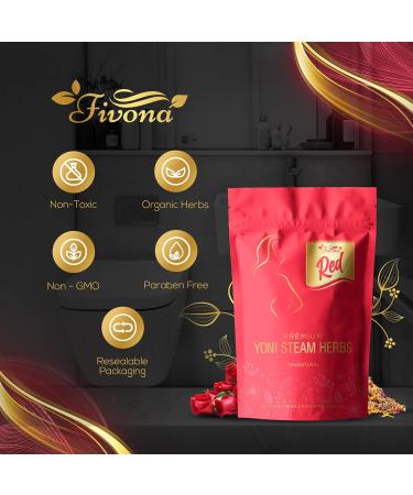 Fivona Red Premium Yoni Steaming Herbs - for Feminine Use and Rituals - V-Detox Cleanse Odor Control - 2 to 4 Sessions - Female PH Balance - 1.76 Ounces - Buy Online on GoSupps.com