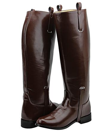 Hispar Mens Man Dignity Dress Dressage Horse Riding Boots Stylish Fashion Equestrian Pull On Brown WIDE CALF 9.5