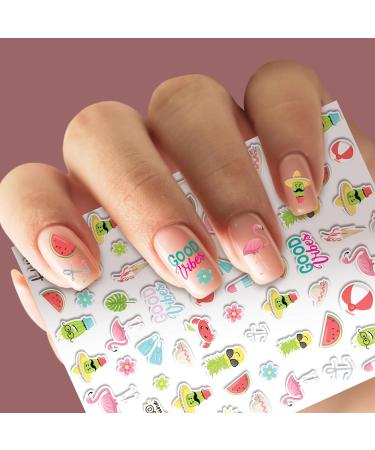 Cute Nail Stickers - 18 Sheets Self Adhesive Nail Art Decal Kit for Kids & Adults - Flowers, Hearts, Butterflies, Fruits, Animals - Buy Online on GoSupps.com