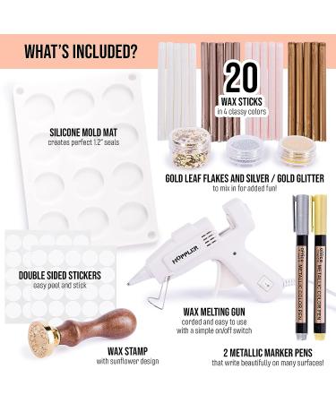 Hoppler Premium Wax Seal Kit with Sealing Wax Gun, Sticks, Stamp, Mold & Extras for Bulk Invitations - Full Kit - Buy Online on GoSupps.com