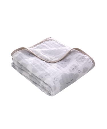 Miracle Baby muslin blanket swaddle Cotton Summer 110x150cm 115x150cm for Boys Girls Clouds(two Layers) 110 x 150 cm