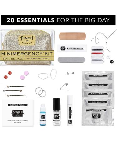 Pinch Provisions Minimergency Kit for M.O.B  Includes 20 Must-Have Emergency Essential Items for The Big Day  Compact  Multi-Functional Zipper Pouch  Perfect Survival Kit for Mother of Bride Champagne Glitter - Buy Online on GoSupps.com
