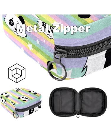 Buy Colorful Menstruation Pad Bag with Zipper | Women's Napkin & Tampon Collection Bags | Color 7 - Rainbow Strips & Panda Stars - Buy Online on GoSupps.com