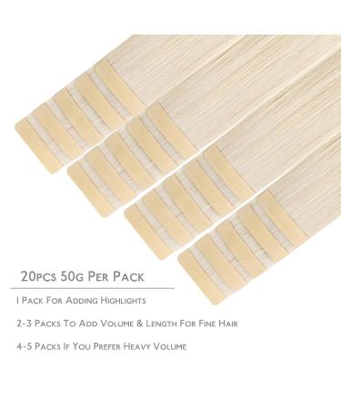 Premium Salife Tape Extensions - Real Hair 20PCS 50g 60cm 24 inch Platinblond Remy Invisible Skin Weft Extensions for Effortless Volume - Buy Online on GoSupps.com