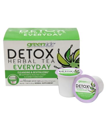 greenside Detox Herbal Tea Single Serve Cups for Everyday - Cleansing and Revitalizing Body Supplements - 10 Cups (3-gram Serving/Cup) Detox Herbal Tea Everyday 0.1 Ounce (Pack of 1)