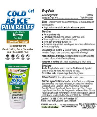 As Seen On TV Cold As Ice Pain Relief Gel with Hemp Seed Extract, Turmeric, and Aloe - Fast-Acting Menthol Gel for Arthritis, Joint Pain, Back Pain, Muscle Soreness - Buy Online on GoSupps.com