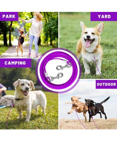 Haiyuan Dog Tie Out Cable 20ft for Large Dogs - Durable Steel Wire Runner with Superior Clips - Heavy Duty Outdoor Lead for Dogs Up to 165 LBS - Purple - Buy Online on GoSupps.com