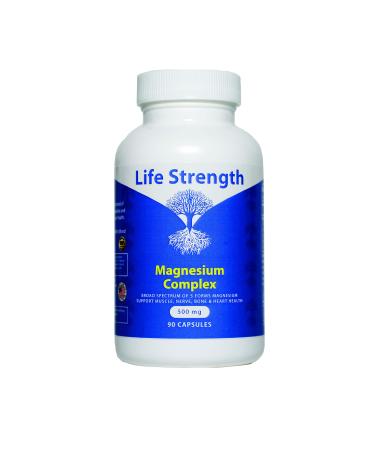 5 Forms Magnesium Complex 500 MG - 90 Capsules - Oxide Citrate Aspartate Glycinate & Gluconate - Non GMO Soy Gluten & Dairy Free Vegetable Capsules