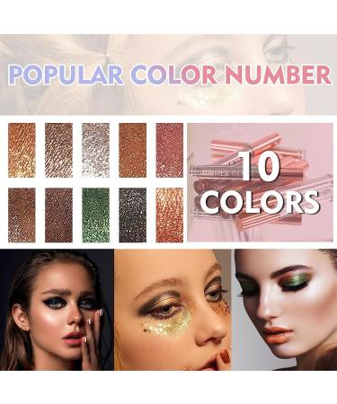 Nivofu 10 Colors Metallic Liquid Glitter Eyeshadow Makeup Set for Women Girl Long Lasting Waterproof Quick Drying Eye Shadow Make Up Kits Matte Shimmer Naked Smokey Eye Looks - Buy Online on GoSupps.com