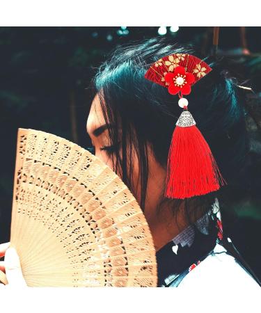 Amosfun 1 Pair Hair Jewelry Fan Barrettes Hair Decoration Tassel Hairpin Tassel Hair Clips Fan Hair Clip Tassel Clips for Hair Flower Hair Clips Small Hair Clips Bride Headgear Metal Girl - Buy Online on GoSupps.com