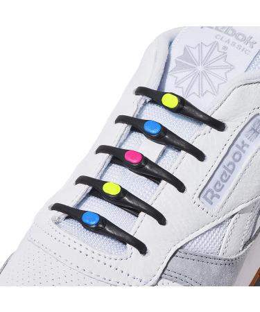 HICKIES 2.0 Elastic Tie-Free Shoelaces - Black/Multi-Colored | Buy Internationally for Easy No-Tie Convenience - Buy Online on GoSupps.com