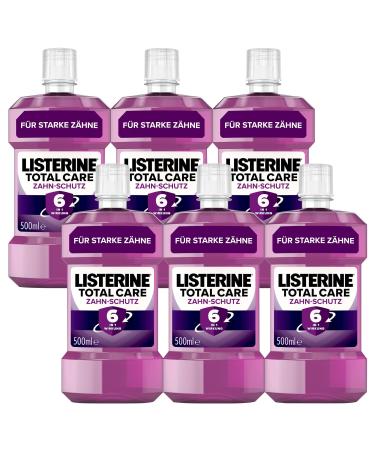 Listerine Total Care Dental Protection (6 x 500 ml) protective mouthwash against caries with 6 in 1 effect antibacterial mouthwash protects against gum problems up to 24h fresh breath 500 ml (6 Pack) Total care protection
