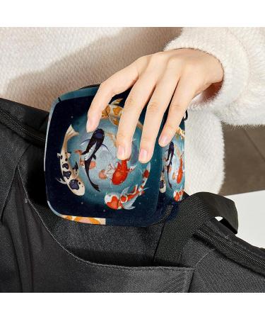 Menstruation Pad Bag with Zipper - Stylish Women's Napkin & Tampon Collection Bag (Koi Fisch Yin Yang) - International Shipping Available - Buy Online on GoSupps.com