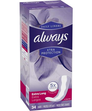 Always Anti-Bunch Xtra Protection Panty Liners - Light Absorbency, Extra Long, 204 Count, Unscented - 6 Packs - Buy Online on GoSupps.com