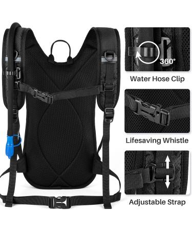 SHARKMOUTH 2L Hiking Hydration Backpack | Lightweight Insulated Pack for Kids & Adults | BPA Free Water Bladder | Ideal for Running & Cycling | Black - Buy Online on GoSupps.com