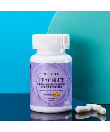 Boric Acid Suppositories in Vegetable Capsules by Peachlife - USA Made for Vaginal pH Balance - Buy Online on GoSupps.com
